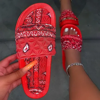 FIERBINTE Papuci de Caju Flori Bandană Slide-uri Pentru Femei de Casa Sandale pentru Femei Încălțăminte de Vară Noi Pe Place URI en-Gros 1822