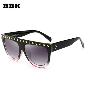 HBK Femeie Flat Top Supradimensionat ochelari de Soare ÎMBUNĂTĂȚI Versiunea Nituri Ochi de Pisica ochelari de Soare Brand de Lux de Designer de Ochelari De sex Feminin Sol 8609