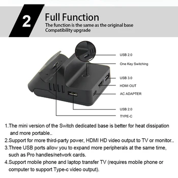 HEVARAL Switch HDMI de Încărcare Stație de Andocare Suport Reglabil HDMI Conversie Video de Încărcare Încărcător de Bază pentru Nintend Comutator Gazdă 0