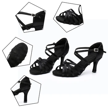 Hipposeus latină Pantofi de Dans pentru Fete Femeie Doamnelor Dans Modern, Dans Tango Pantofi din Satin Stras Catarama Salsa Sandrals 10990