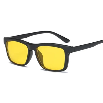 HJYBBSN Clip pe ochelari de Soare clip-on ochelari pătrați Obiectiv Bărbați Femei oglindă clip Ochelari de Soare de Noapte Viziune ochelari de soare de Conducere pentru barbati 7705
