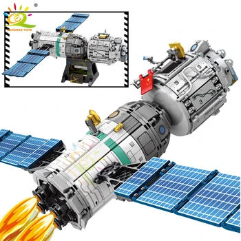 HUIQIBAO 804PCS Spațiu Rezervor nave Spațiale cu Echipaj Blocurile Orașului Aerospațială Astronaut Cifre prin Satelit Cărămizi Jucarii Pentru Copii 0