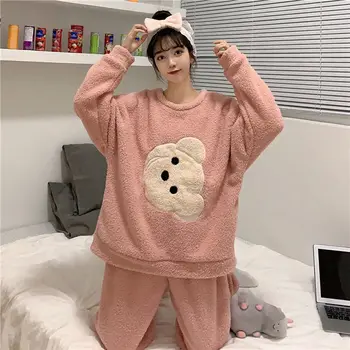 Iarna Catifea Pijamale pentru Fete Draga mea Pijamas de Start Drăguț Costum de Somn Topuri + Pantaloni Body 0