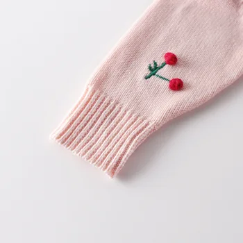Ins Toamna Stil 2019 Copilul Cherry Salopetă Nou-Născut Dulce Roz Cu Maneci Lungi Tricotate Din Lână Salopete Fetita Floral Costum De Haine 693