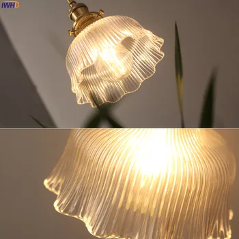 IWHD Nordic Sticlă Luminile LED Corpuri de Dormitor Sufragerie Living Modern de Lumină Cupru Lampă de Agățat Lampara Colgante 0
