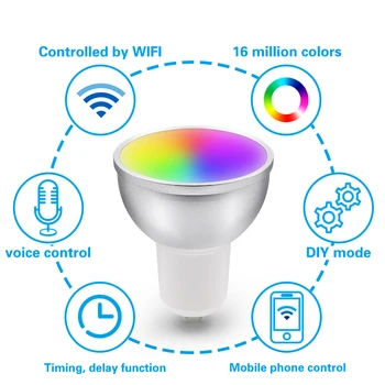 LED Inteligent WiFi Lampa E27 GU10 Bec Bombillas RGBW 5W Estompat Compatibil Cu Aplicații de Lumina Alexa & Start Google Voice Control Becuri 290
