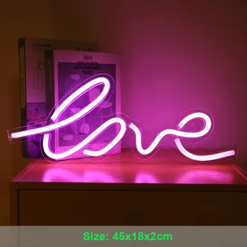 LED-uri de DRAGOSTE Figura Lumina de Neon Semn Lampă Roz Strălucire Port USB Panou Transparent Home Decor Petrecere de Nunta, Cadou de Crăciun 0