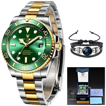 LIGE 2020 Nouă Bărbați Mechanical Ceas de mână din Oțel Inoxidabil kg 100atm Impermeabil Ceas Brand de Top Sport de Lux pentru Bărbați Ceasuri Reloj Hombre 4295