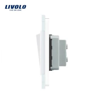 Livolo standard UE ,Priză de Perete,Lux, Cristal Alb Panou de Sticlă, 1 banda 1 Modul Comutator Buton, VL-C7K1-11 0