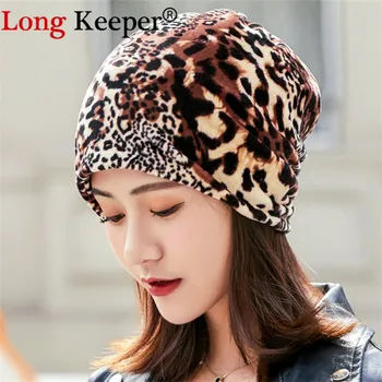 LongKeeper 2019 Noua Moda Leopard Eșarfă Palarii De Primavara Toamna Iarna Hip Hop Chelioși Capac Pentru Femei Căciuli Machiaj Articole Pentru Acoperirea Capului 7526