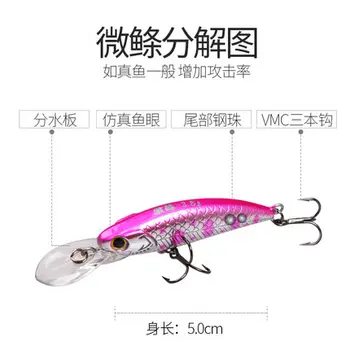 Lurestar 3.8 g/50mm Scufundarea Acțiune Pește Pescuit Nada VMC Hooks Greu Momeala Zgomot Alura UL Japonia Mini Bass Wobbler Crankbait 329