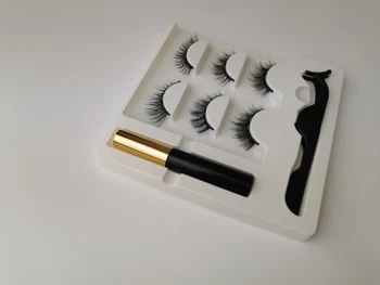 Magnetic Eyelashs Set lung Natural 3D Faux magnet Gene Ușor să poarte Moale Nurca Gene Gene False cilios magnetico 1801
