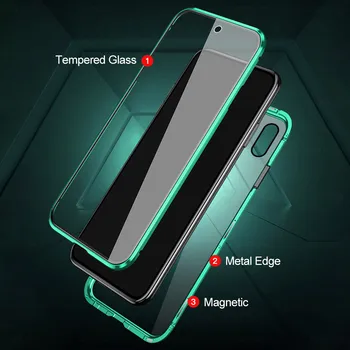Magnetice de Adsorbție Caz de Metal Pentru Xiaomi redmi 9A 9C 9 9H Dublă față-verso Sticlă Călită Film Pentru xiaomi redmi 8 K20 K30 Pro 0