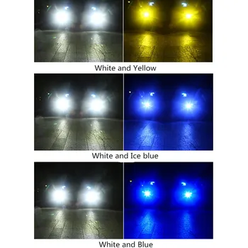 Mașina Porni Zi Circuland Lumina de Culoare Dual Ceață cu LED-uri Lampa cu Coada Becuri H3 H8 H9 H11 HB3 HB4 9005 9006 H27 880 881 Gheață Alb Albastru 0