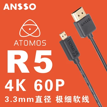 Micro HDMI compatibil cu ultra-fin cordon EOS R5 R6 XT4 A7 Gopro Atomos 4K60P camera cablu de Extensie Ultra Slim HDMI2.0 18Gbps 0