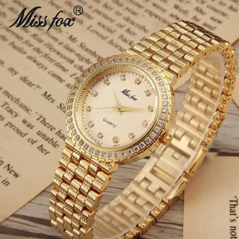 Miss Fox Brand Faimos Diamant Apă Cuarț Femei Ceasuri de Moda 18k Aur Doamnelor Ceas Bratara Relogio Feminino Reloj Mujer 0