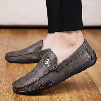 Mocasini de piele Barbati Pantofi de Brand de Lux 2021 Casual Slip on Apartamente Formale Om Mocasini italiană Maro Negru de sex Masculin de Conducere Pantofi 0