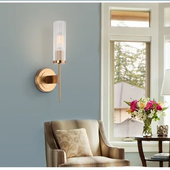 Moderne de înaltă calitate lampă de perete Lampă de Fier corpul Abajur de sticla de Aur Interioară tranșee LED E27 Simplu lumini de perete lampă de Noptieră 220v 23253