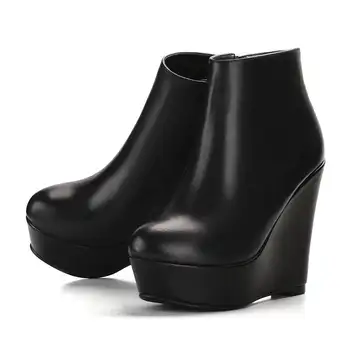 MORAZORA 2020 fierbinte de vânzare din piele cizme rotund toe primavara toamna glezna cizme pentru femei platforma de moda pene, pantofi cu toc inalt 5379