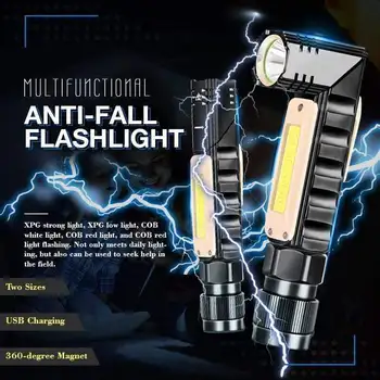 Multifuncționale de 360 de grade Magnet Anti-toamna Lanterna 90 de grade Rotative Titularul Lampă de Încărcare USB 0