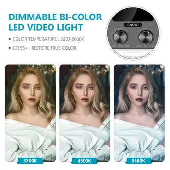 Neewer 660 Video cu LED-uri de Lumină, Estompat Bi-Color Fotografie Kit de Iluminat cu APP Sistem de Control Inteligent pentru YouTube Studio 22119