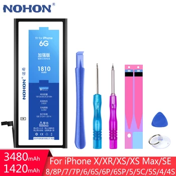 NOHON Baterie Pentru iPhone 4 4S 5 5C 5S 6 6S 7 8 Plus SE X XR XS Max iPhone6 6G 7G Înlocuire Bateria Capacitatea Reală + Instrumente Gratuite 1130