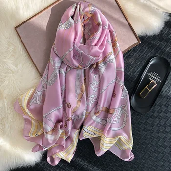 Noi 2020 Brand De Lux Femei Eșarfă De Mătase De Imprimare De Moda Eșarfe De Vară Șaluri Și Împachetări Moale Pashmina Doamna Bandană Foulard Hijabs 6953