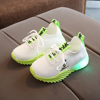 Noi Copiii Luminos Pantofi Fete Baieti Scrisoare Sport Run Adidasi Pantofi Casual Moda Copii Ochiuri Fata Sport Pantofi De Lumină Led-Uri 5554