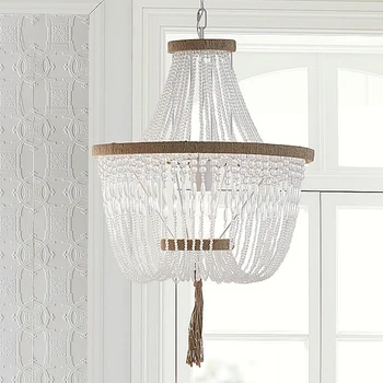 Nordic epocă mână-țesute margele din sticla creatie lampă de pandantiv romantic room decor lampa de camera de zi dormitor perdeaua de lumină 29270