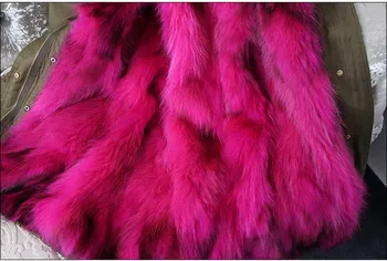 OFTBUY Geaca de Iarna Femei Haină de Blană Lungă Hanorac Îmbrăcăminte exterioară Parka Naturală de Raton Guler de Blană Capota fox linie jacheta Streetwear 2142