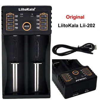 Original LiitoKala Lii-202 USB Inteligent Încărcător de Baterie cu Power Bank Funcție de Ni-MH, Litiu-Ion pentru 18650 14500 1044 10161