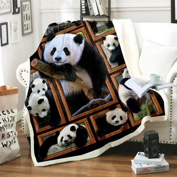 Panda Scula pe Pătură pentru Paturi Canapea Cald Iarna Gros Aruncă și Pături Adulți Copii TV Canapea Lazyer Pătură, Cuvertură de pat Lenjerie de Pat 1105