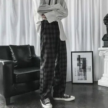 Pantaloni Casual Barbati Carouri Largi Picior Liber de Epocă Mens Pantaloni Drepte Simplu All-meci Ins Chic Trendy coreean Streetwear Harajuku 299