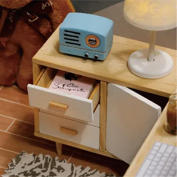 Papusa de lemn Mobilier pentru Casa Diy Miniatură 3D Miniaturas Păpuși Jucarii pentru Copii Ziua de nastere Cadou Handmade Soare Studiu de Casa 4847