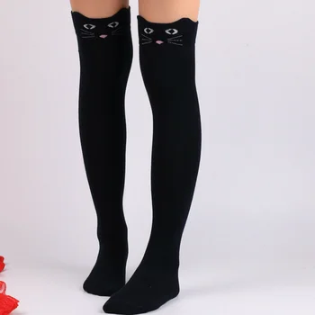 Personajul Cat de Imprimare Lolita knee high ciorapi femei overknee moda genunchi șosete ciorapi tricotați ciorapi de bumbac fata de scoala 0