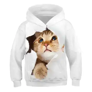 Pisica drăguț în haine imprimate 3D hanorac hanorac baiat fata topuri cu model animal toamna subțire de îmbrăcăminte pentru copii tricou 24224