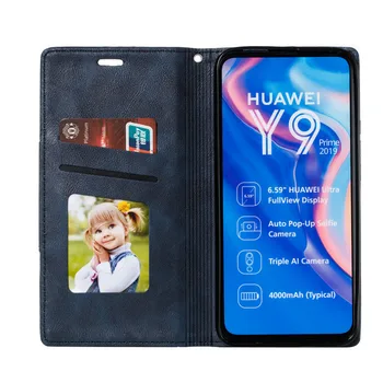 Retro din Piele Magnetice Caz pentru Huawei P Inteligente Z Flip Wallet Cover pentru Huawei P Smart Plus 2019 PSmart 2019 Caz de Telefon Fundas 0