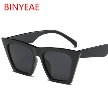 Retro Ochi de Pisică ochelari de Soare pentru Femei Big Flat Top Ochelari de Soare Barbati din Plastic Albastru Clar ochelari de Soare Negru 2020 Brand uv400 Oculos 0