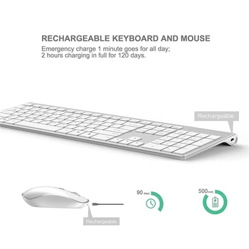 Reîncărcabilă 106 Taste Full-Size Tastatură fără Fir și Mouse-ul spaniolă/franceză/italiană/germană/SUA/marea BRITANIE Keyboard Mouse-ul Setat 2400 DPI Mouse-ul 28039