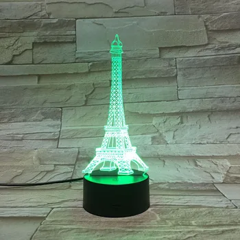 Romantic Paris Turnul Eiffel 3D USB cu LED-uri de Iluminat Decorative Cablu Atmosfera de Petrecere Noapte Lumina Multicolor Lampă de Masă daruri Minunate 1948