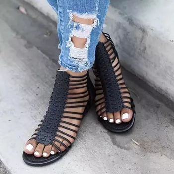 SAGACE Vara pentru Femei de Moda Doamnelor de Romi Plat Gol Peep Toe Sandale Casual Pantofi Sexy, de Înaltă Calitate, Sandale de Doamnelor Pantofi 3035