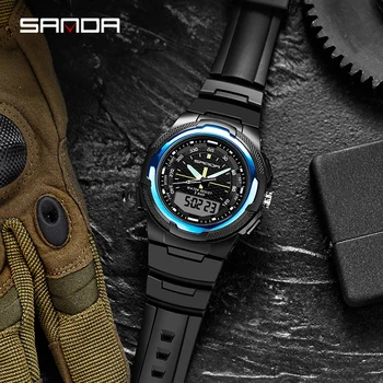SANDA Moda de Lux Sport Bărbați Ceas Numărătoarea inversă Militare CONDUSE de Ceasuri Digitale Impermeabil Ceas pentru Barbati relogio masculino 0