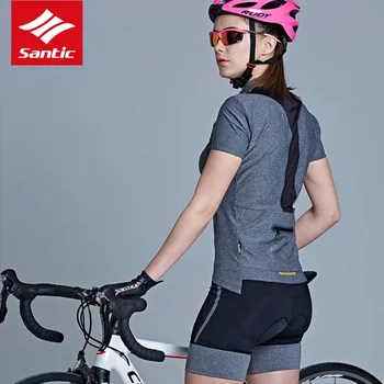 Santic pantaloni Scurți de Ciclism pentru Femei Confortabil Coolmax 4D Căptușit MTB pantaloni Scurți Respirabil Ciclism de Îmbrăcăminte pentru Biciclete Sport Biciclete pantaloni Scurți 0