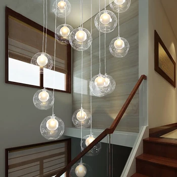 Scară mare candelabru LED Bubble lungi candelabru pentru Acasă Hotel Hol Suspensie lampa de Artă din sticlă mingea candelabru de iluminat 31620