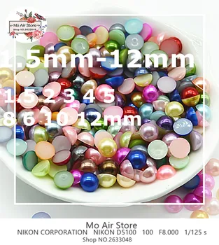 Se amestecă jumătate de culoare runda pearl Margele Rășină ABS spate Plat cabochon Simulate perla Margele DIY margele de 3-10mm SP020 1141