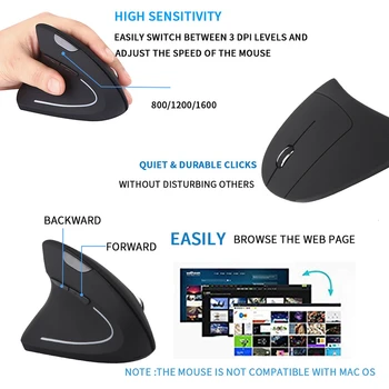 SeenDa 2.4 g Verticale Mouse-ul Wirelsss Mause Mâna Stângă Calculator Gaming mouse USB Optic Mouse-ul pentru Laptop Notebook 0