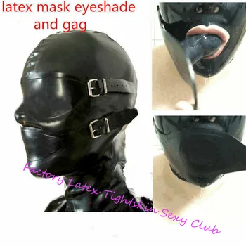 Sexy Negru Mască de Latex din Cauciuc Plin Cabina Hood Hotă de Cauciuc cu Mască acoperi ochii și gura Gagurile cu fermoar spate 20253