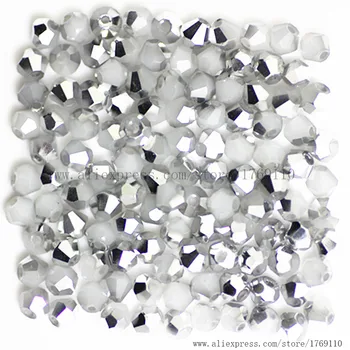 Solid alb Culoare argintie 500pcs 4mm Margele de Cristal Bicone de Bijuterii Piatră Constatările Ciucure Arcan Cercel Sticlă de Cuarț 0