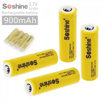 Soshine 4buc 3.7 V ICR 14500 900mAh Li-ion Baterie Reîncărcabilă cu Supapa de Siguranta + Portable Cutie Baterii pentru Lanterne 161