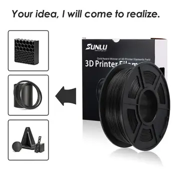 SUNLU PLA Fibra de Carbon 3D Printer Filament Precizie Dimensională 1,75 mm+/-0.02 mm 1KG (2.2 lb) Bobină Negru 3д принтер пластик 41082